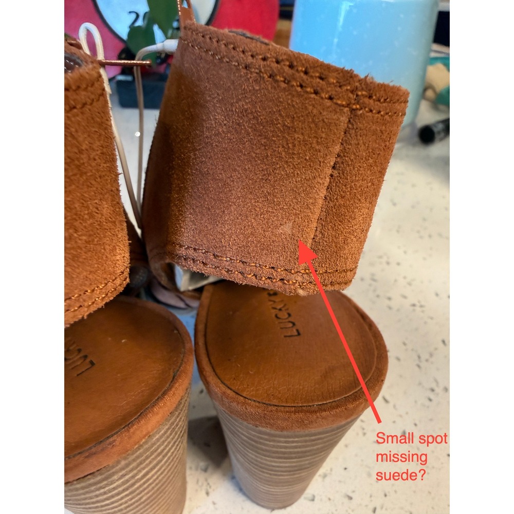 Lucky Brand Llstana Womens Brown Suede Rose Embroidered Peep Toe Booties Sz 9.5M - Picture 11 of 11